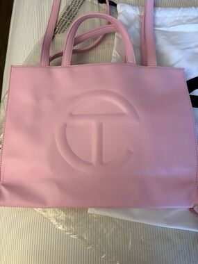 Telfar Pink Embossed Logo Tote